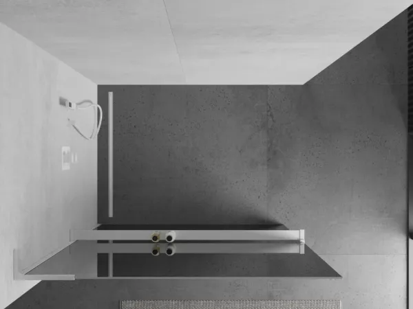 MEXEN/S - Kioto+ L Sprchová zástena WALK-IN s poličkou a držiakom uterákov 100 x 200, zrkadlová, biela 800-100-123-20-50