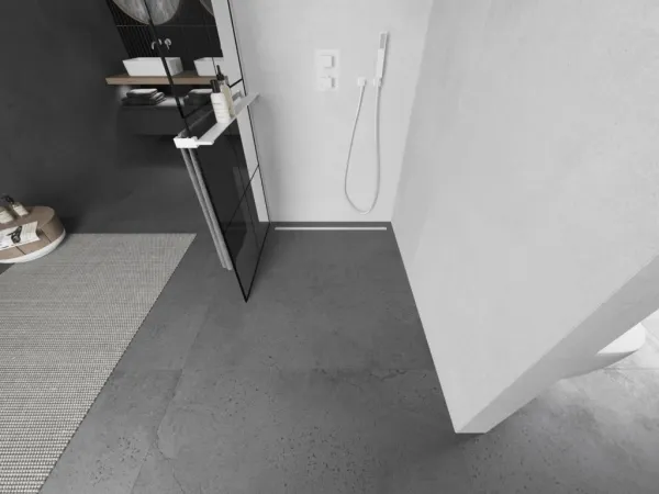 MEXEN/S - Kioto+ Sprchová zástena WALK-IN s poličkou a držiakom uterákov 80 x 200, čierny vzor, biela 800-080-121-20-77