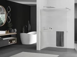 MEXEN/S - Kioto+ Sprchová zástena WALK-IN s poličkou a držiakom uterákov 70 x 200, prúžky, nikel kartáčovaná 800-070-121-97-09