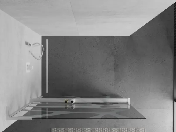 MEXEN/S - Kioto+ L Sprchová zástena WALK-IN s poličkou a držiakom uterákov 100 x 200, biely vzor, biela 800-100-123-20-97