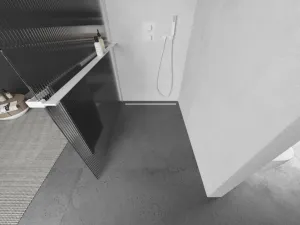 MEXEN/S - Kioto+ L Sprchová zástena WALK-IN s poličkou a držiakom uterákov 100 x 200, prúžky, biela 800-100-123-20-09