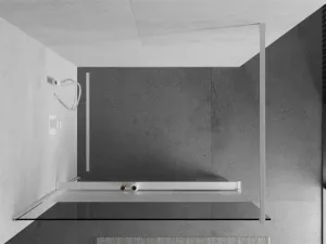 MEXEN/S - Kioto+ Sprchová zástena WALK-IN s poličkou a držiakom uterákov 70 x 200, transparent/vzor, biela 800-070-121-20-35
