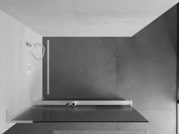 MEXEN/S - Kioto+ L Sprchová zástena WALK-IN s poličkou a držiakom uterákov 100 x 200, prúžky, biela 800-100-123-20-09