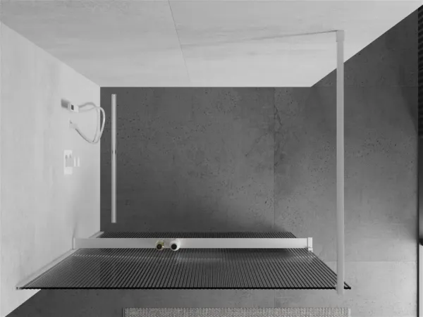 MEXEN/S - Kioto+ Sprchová zástena WALK-IN s poličkou a držiakom uterákov 70 x 200, prúžky, biela 800-070-121-20-09