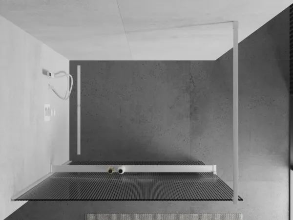 MEXEN/S - Kioto+ Sprchová zástena WALK-IN s poličkou a držiakom uterákov 100 x 200, prúžky, biela 800-100-121-20-09