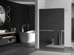 MEXEN/S - Kioto+ Sprchová zástena WALK-IN s poličkou a držiakom uterákov 80 x 200, zrkadlové, biela 800-080-121-20-50