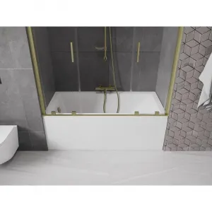 MEXEN/S - Velar Duo Dvojkrídlová posuvná vaňová zástena 150 x 150, transparent, zlatá kartáčovaná 896-150-000-02-55