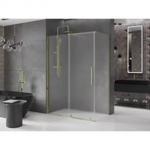 MEXEN/S - Velár sprchovací kút, posuvné dvere 140 x 75, dekor, zlato 871-140-075-31-50