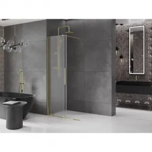 MEXEN/S - Velar Sprchová zástena posuvná Walk-in 85 x 200, dekor 8 mm, zlato 871-085-000-33-50