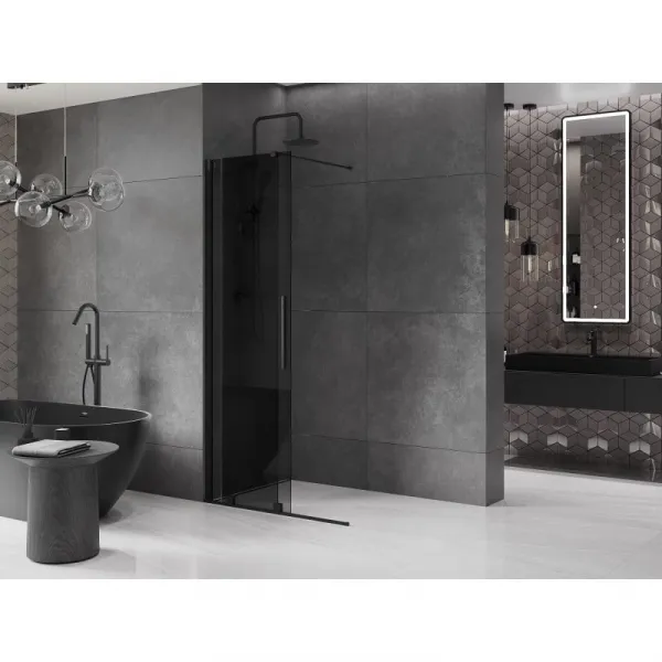 MEXEN/S - Velar Sprchová zástena posuvná Walk-in 70 x 200, grafit 8 mm, čierna 871-070-000-43-70