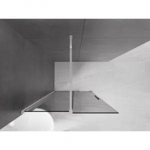 MEXEN/S - Velar Sprchová zástena posuvná Walk-in 80 x 200, grafit 8 mm, chróm 871-080-000-43-01
