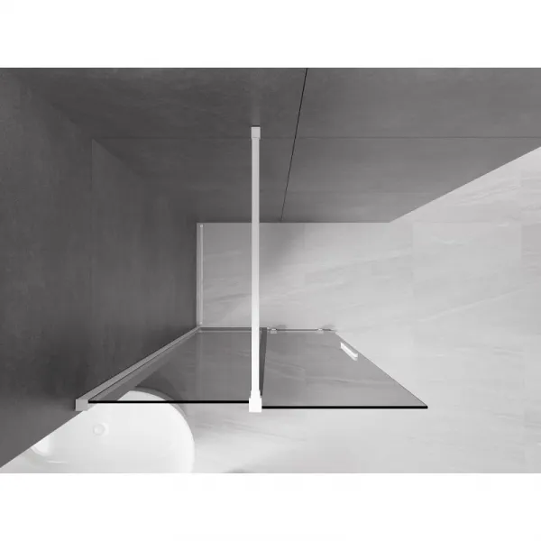 MEXEN/S - Velar Sprchová zástena posuvná Walk-in 85 x 200, grafit 8 mm, biela 871-085-000-43-20