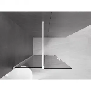 MEXEN/S - Velar Sprchová zástena posuvná Walk-in 85 x 200, grafit 8 mm, biela 871-085-000-43-20