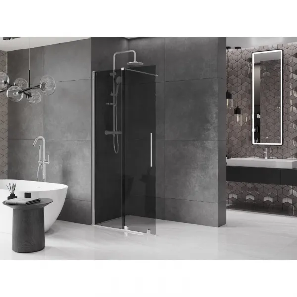 MEXEN/S - Velar Sprchová zástena posuvná Walk-in 90 x 200, grafit 8 mm, chróm 871-090-000-43-01