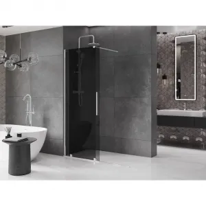 MEXEN/S - Velar Sprchová zástena posuvná Walk-in 130 x 200, grafit 8 mm, chróm 871-130-000-43-01
