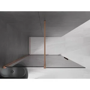 MEXEN/S - Velar Sprchová zástena posuvná Walk-in 130 x 200, grafit 8 mm, meď kartáčovaná 871-130-000-43-65
