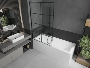 MEXEN/S - Next L vaňová zástena FIX 100 x 150, čierna vzor, čierna 895-100-000-03-77-70