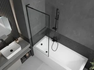 MEXEN/S - Next L vaňová zástena FIX 70 x 150, čierna vzor, čierna 895-070-000-03-70-70