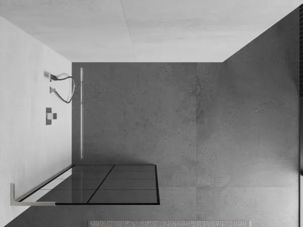 MEXEN/S - Kioto L Sprchová zástena WALK-IN 70 x 200, čierny vzor, nikel kartáčovaná 800-070-103-97-77