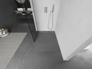 MEXEN/S - Kioto L Sprchová zástena WALK-IN 70 x 200, čierny vzor, nikel kartáčovaná 800-070-103-97-77