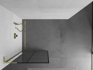 MEXEN/S - Kioto L Sprchová zástena WALK-IN 90 x 200, čierny vzor, zlato 800-090-103-50-77
