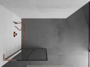 MEXEN/S - Kioto L Sprchová zástena WALK-IN 70 x 200, čierny vzor, meď kartáčovaná 800-070-103-65-77
