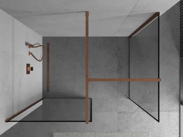MEXEN/S - Kioto Sprchová zástena Walk-in 100 x 70, čierny vzor, ružové zlato 800-100-202-60-70-070
