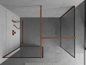 MEXEN/S - Kioto Sprchová zástena Walk-in 100 x 70, čierny vzor, ružové zlato 800-100-202-60-70-070