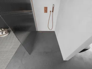 MEXEN/S - Kioto L Sprchová zástena WALK-IN 70 x 200, prúžky, meď kartáčovaná 800-070-103-65-09