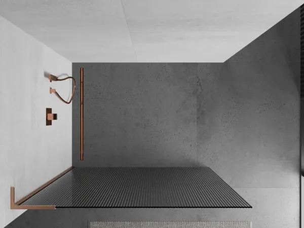 MEXEN/S - Kioto L Sprchová zástena WALK-IN 70 x 200, prúžky, meď kartáčovaná 800-070-103-65-09