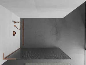 MEXEN/S - Kioto L Sprchová zástena WALK-IN 70 x 200, prúžky, meď kartáčovaná 800-070-103-65-09
