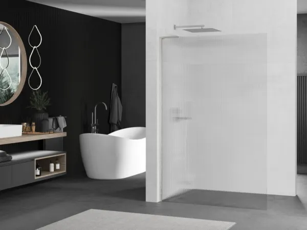 MEXEN/S - Kioto L Sprchová zástena WALK-IN 80 x 200, prúžky, nikel kartáčovaná 800-080-103-97-09