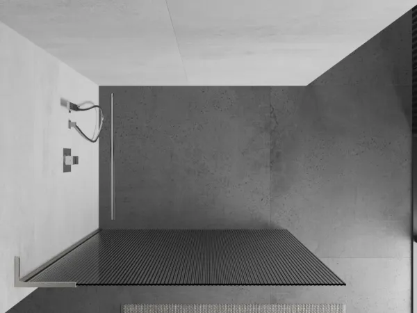 MEXEN/S - Kioto L Sprchová zástena WALK-IN 100 x 200, prúžky, nikel kefovaná 800-100-103-97-09