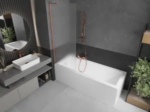 MEXEN/S - Next L vaňová zástena FIX 70 x 150, vzor, meď kartáčovaný 895-070-000-03-30-65