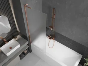 MEXEN/S - Next L vaňová zástena FIX 70 x 150, vzor, meď kartáčovaný 895-070-000-03-30-65