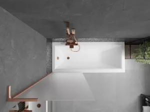MEXEN/S - Next L vaňová zástena FIX 70 x 150, vzor, meď kartáčovaný 895-070-000-03-30-65