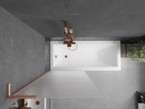 MEXEN/S - Next L vaňová zástena FIX 80 x 150, vzor, meď kartáčovaný 895-080-000-03-30-65