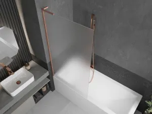 MEXEN/S - Next L vaňová zástena FIX 90 x 150, vzor, meď kartáčovaný 895-090-000-03-30-65