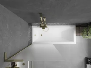 MEXEN/S - Next L vaňová zástena FIX 80 x 150, dekor, zlatá 895-080-000-03-30-50