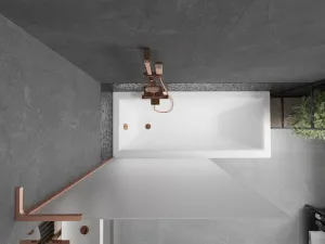 MEXEN/S - Next L vaňová zástena FIX 100 x 150, vzor, meď kartáčovaný 895-100-000-03-30-65