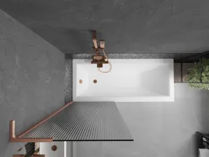 MEXEN/S - Next L vaňová zástena FIX 70 x 150, prúžky, meď kartáčovaná 895-070-000-03-09-65
