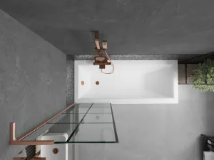 MEXEN/S - Next L vaňová zástena FIX 60 x 150, čierna vzor, meď kartáčovaná 895-060-000-03-77-65