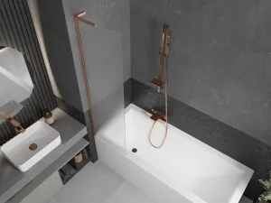 MEXEN/S - Next L vaňová zástena FIX 50 x 150, vzor, meď kartáčovaný 895-050-000-03-30-65