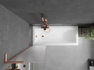 MEXEN/S - Next L vaňová zástena FIX 50 x 150, vzor, meď kartáčovaný 895-050-000-03-30-65