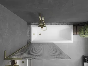 MEXEN/S - Next L vaňová zástena FIX 90 x 150, prúžky, zlatá 895-090-000-03-09-50
