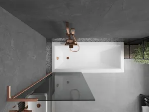 MEXEN/S - Next L vaňová zástena FIX 70 x 150, grafit, meď kartáčovaná 895-070-000-03-40-65