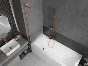 MEXEN/S - Next L vaňová zástena FIX 60 x 150, vzor, meď kartáčovaný 895-060-000-03-30-65