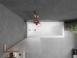 MEXEN/S - Next L vaňová zástena FIX 60 x 150, vzor, meď kartáčovaný 895-060-000-03-30-65