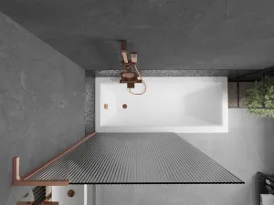 MEXEN/S - Next L vaňová zástena FIX 100 x 150, prúžky, meď kartáčovaná 895-100-000-03-09-65