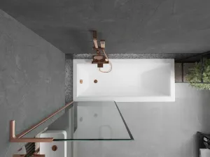 MEXEN/S - Next L vaňová zástena FIX 70 x 150, čierna vzor, meď kartáčovaná 895-070-000-03-70-65